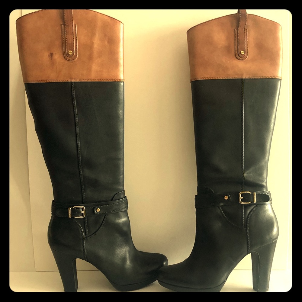 Gianni Bini two-tone leather knee high boots 8.5